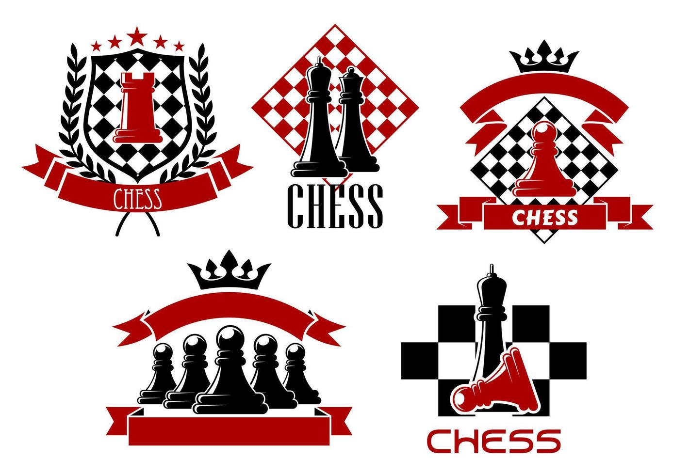 Schachspiel Sportverein Embleme Design vektor