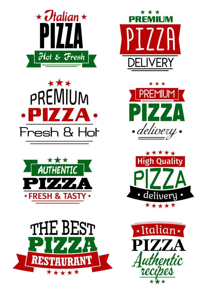italiensk pizza rubriker, banderoller och etiketter vektor
