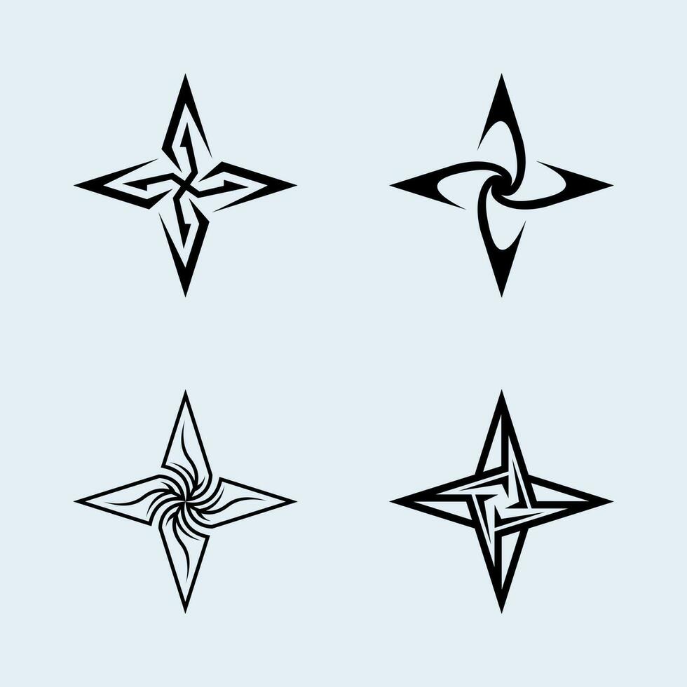 shuriken-sterne packen vektor mit arten von form