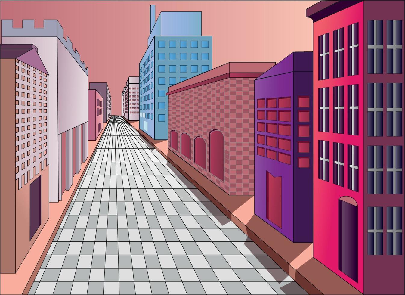 stad gata scen vektor illustration