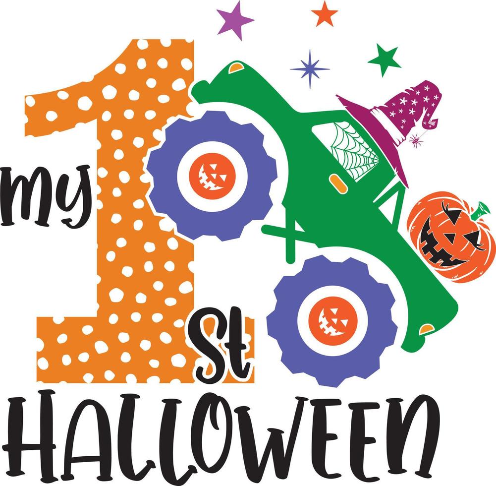 min 1:a halloween monster lastbil, halloween lastbil, Lycklig halloween, vektor illustration fil