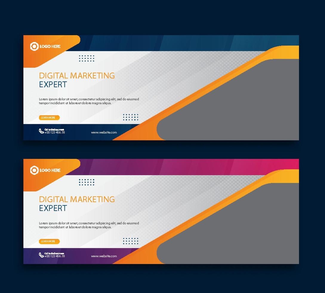 digital marknadsföring byrå webb omslag och baner mall vektor