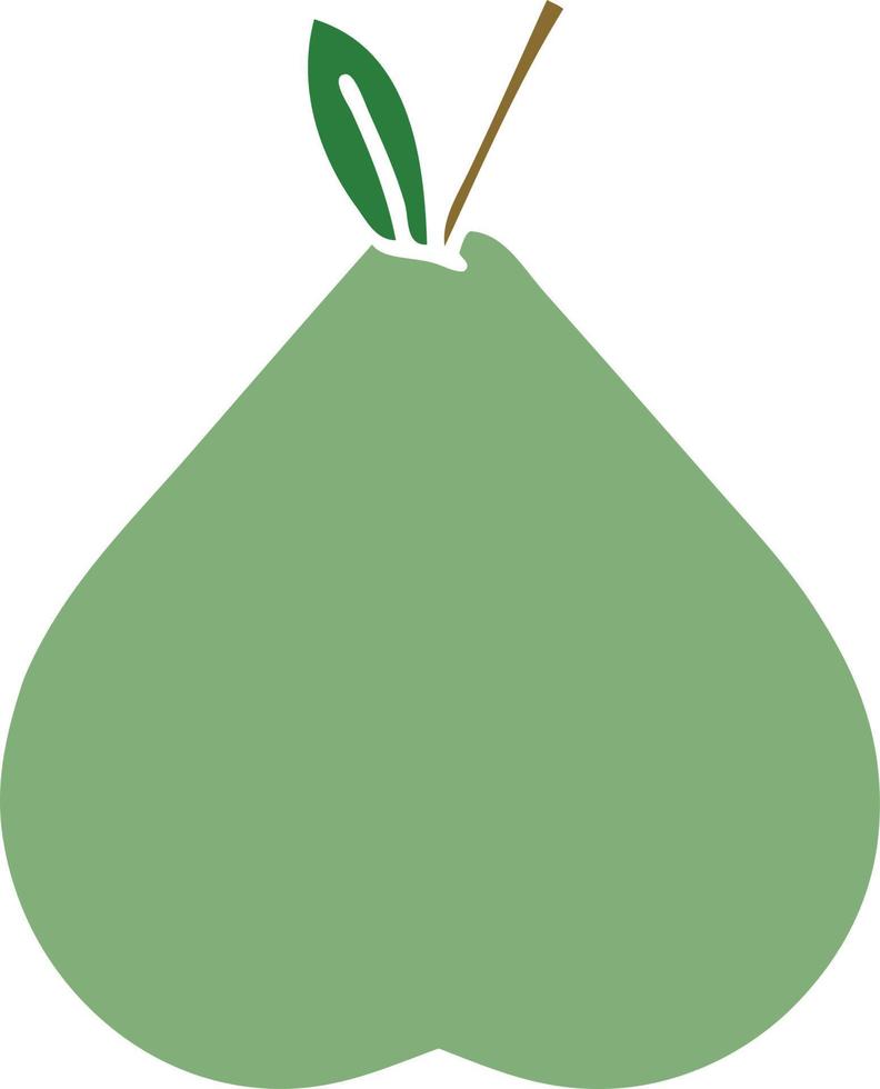 platt färg retro tecknad grönt päron vektor