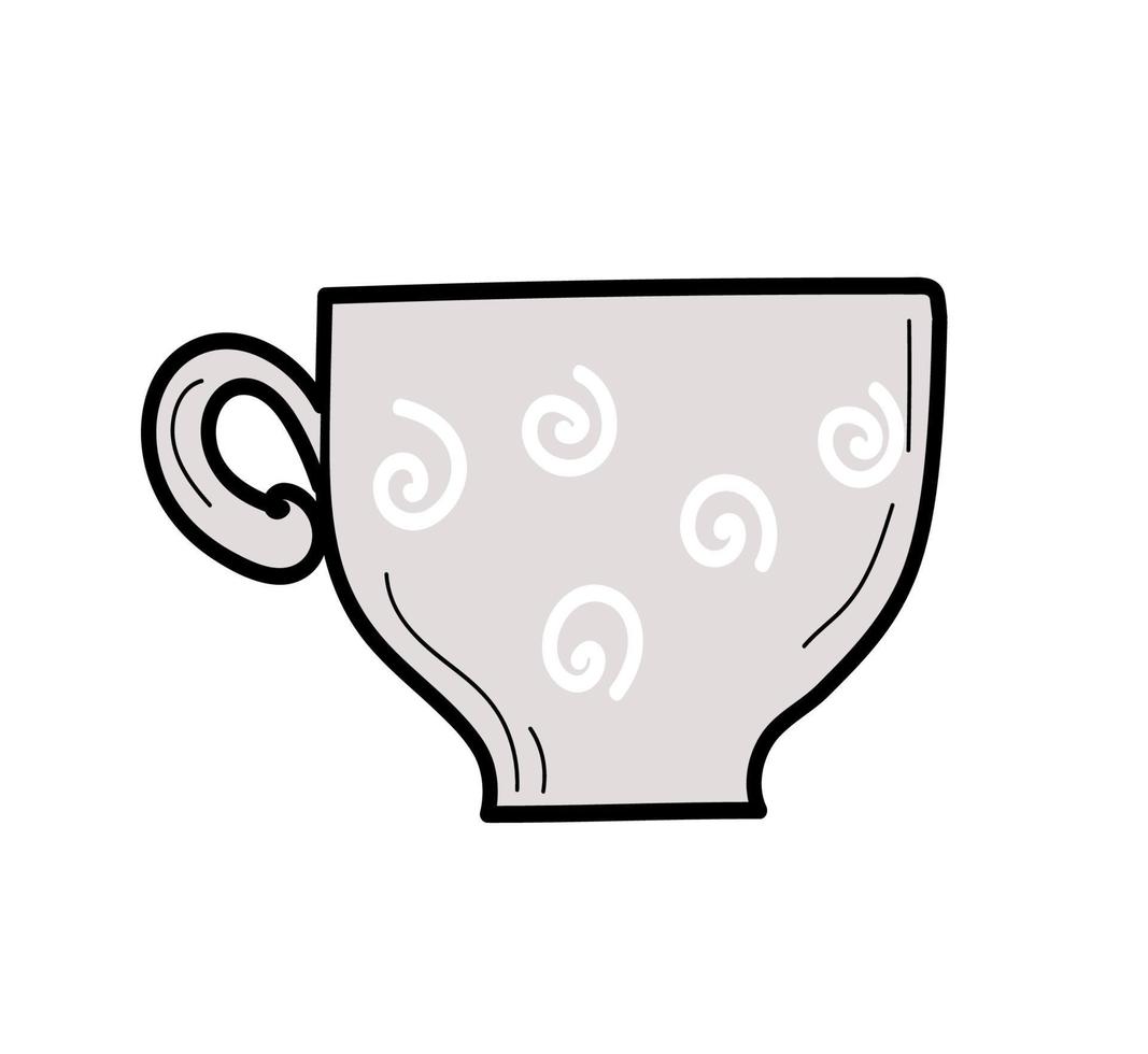 kaffe kopp. vektor hand dragen ikoner, klotter isolerat illustration på vit bakgrund.