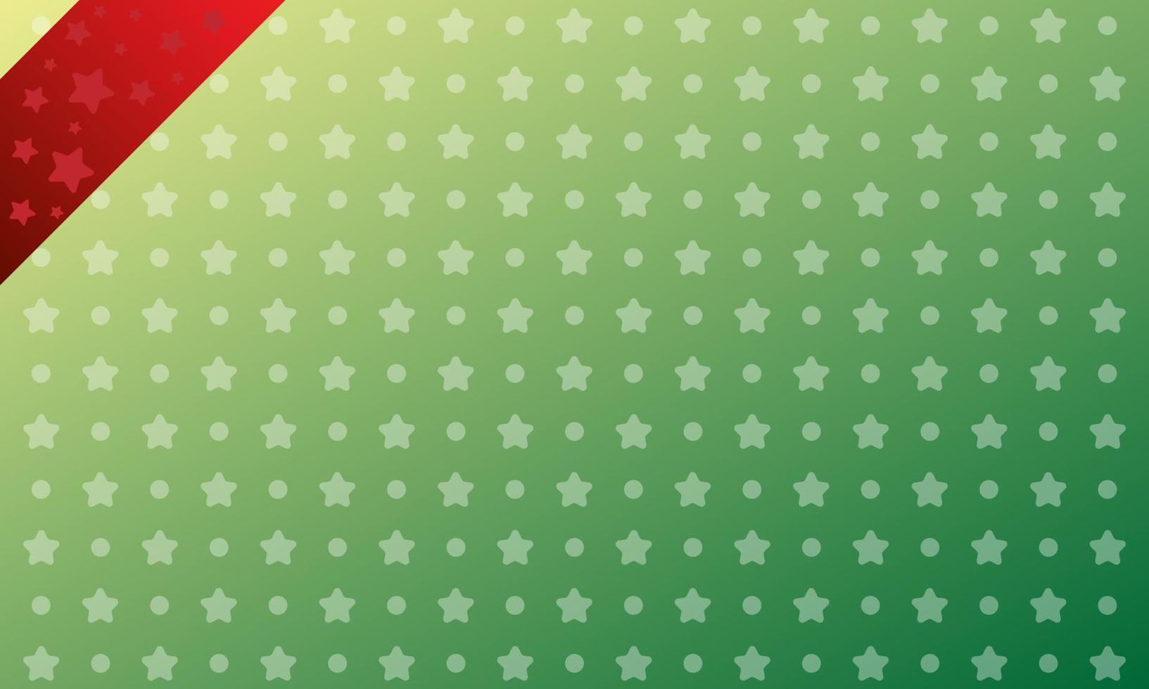 Farbverlauf oder ombre grüner Hintergrund mit Sternen- und Punktverzierung. ein kleines Band, das an der Ecke befestigt ist vektor