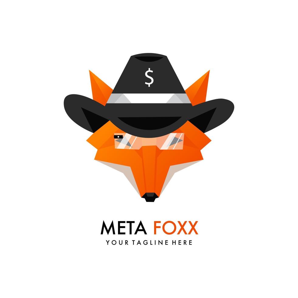 Meta-Fuchs-Maskottchen-Logo-Design-Illustrationsvektor vektor