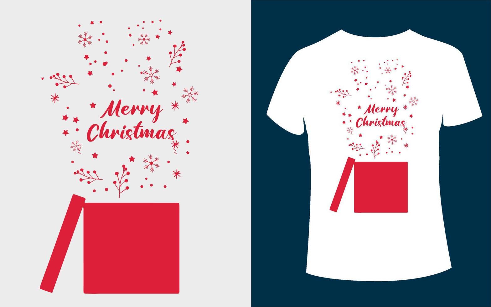 T-Shirt-Design der frohen Weihnachten mit bearbeitbarem Vektor