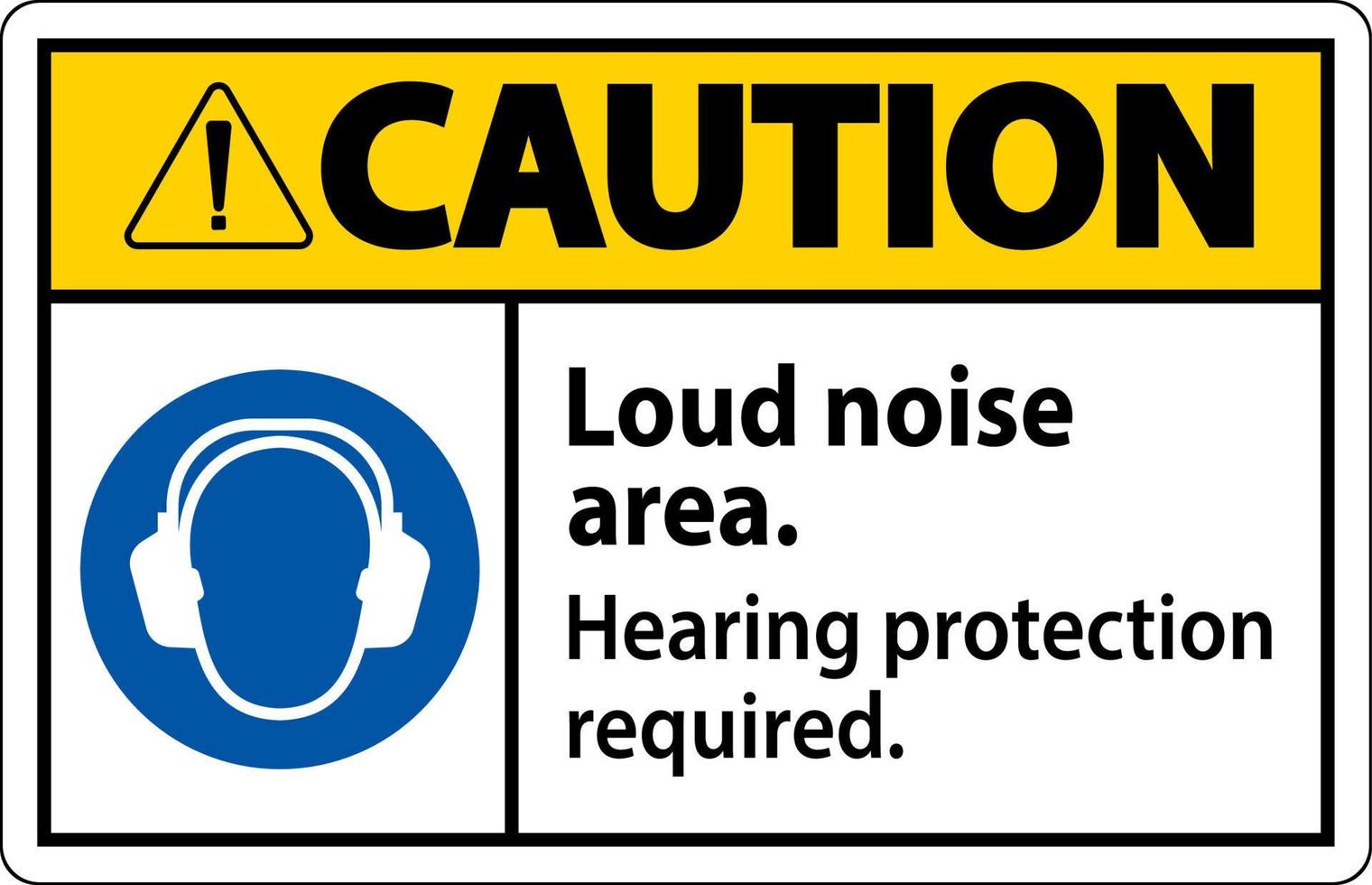 varning hörsel skydd nödvändig tecken på vit bakgrund vektor