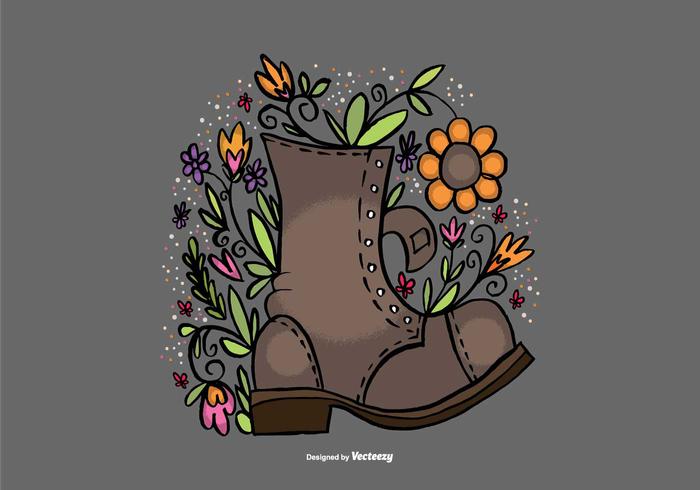 Blomma Fylld Boot Vector