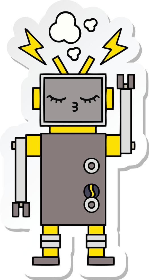 klistermärke av en söt tecknad robot vektor