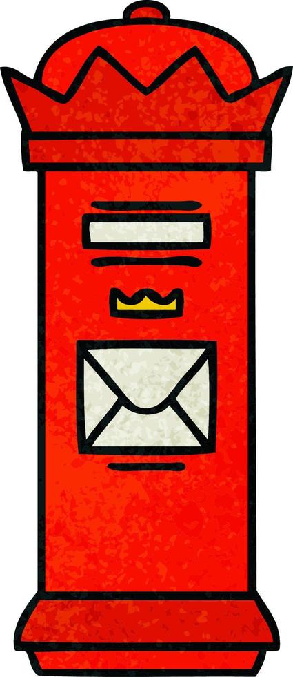 retro grunge textur tecknad serie brittiskt posta låda vektor
