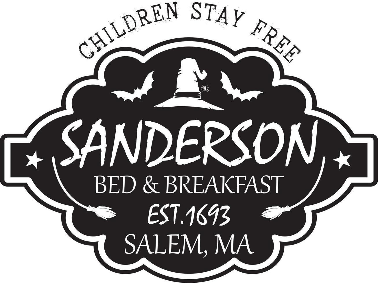 sanderson bed and breakfast zeichen, halloween-lastwagen, fröhliches halloween, vektorillustrationsdatei vektor