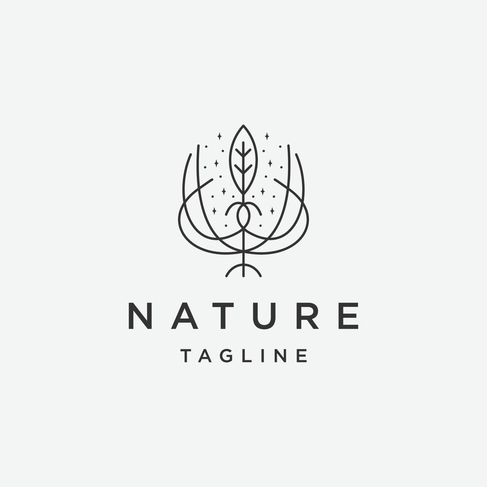 Flacher Vektor der Naturlinie Logo-Designschablone