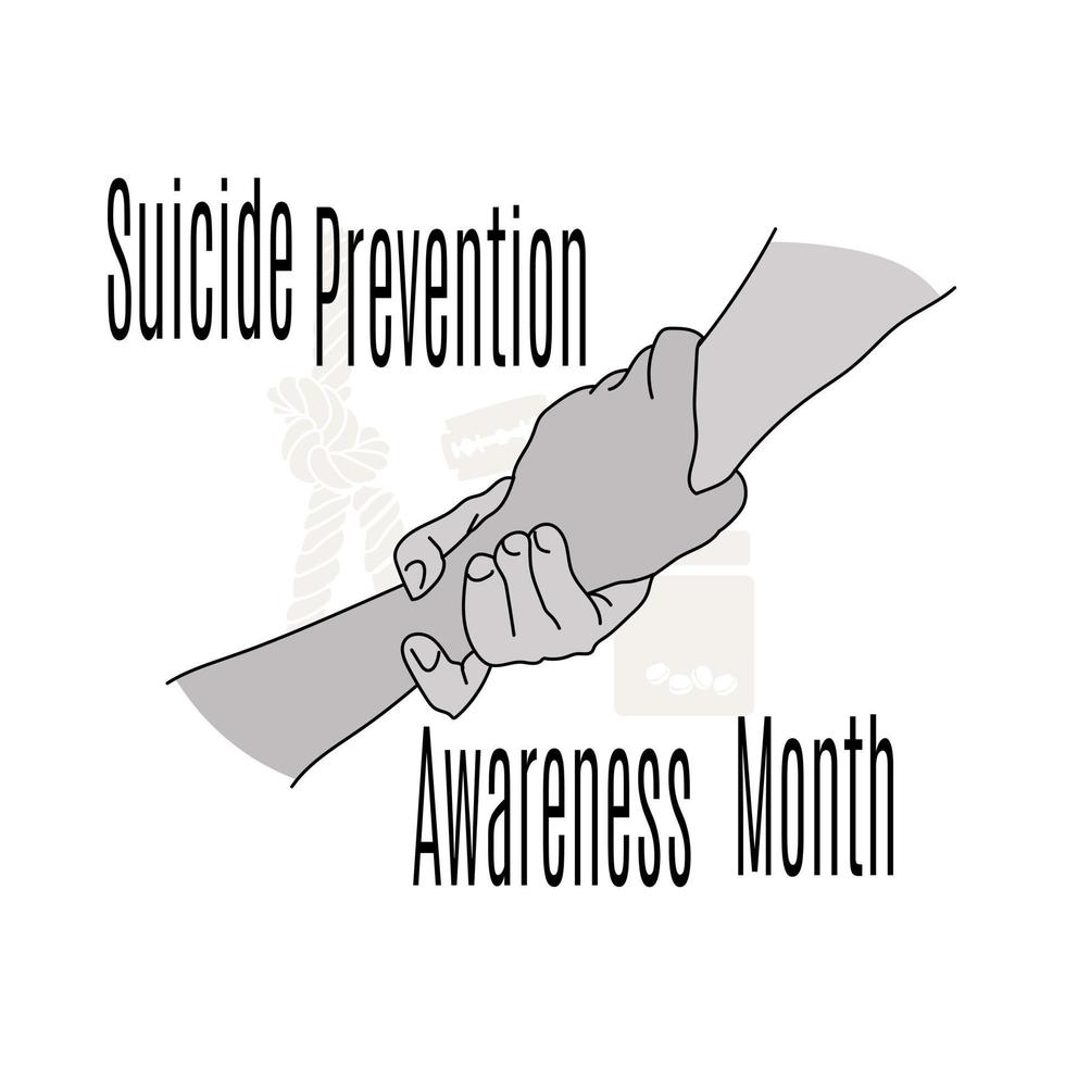 självmord förebyggande medvetenhet månad, Stöd hand begrepp för medicinsk eller social affisch vektor