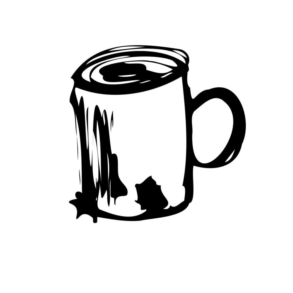 eine Tasse mit Kaffee, Tee. Zeichnung für Werbung, Logo. vektor