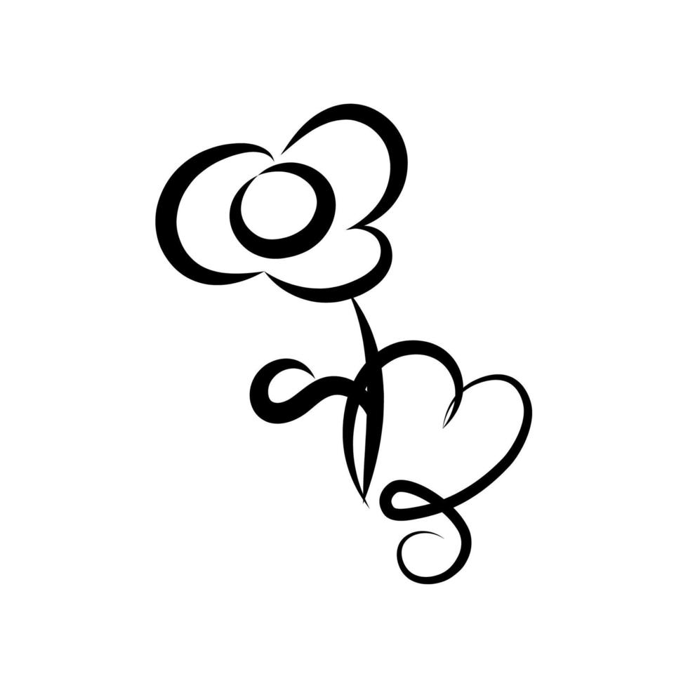 teckning av en blomma och en hjärta. teckning för de logotyp. tema skönhet, kosmetika, skönhet salong vektor