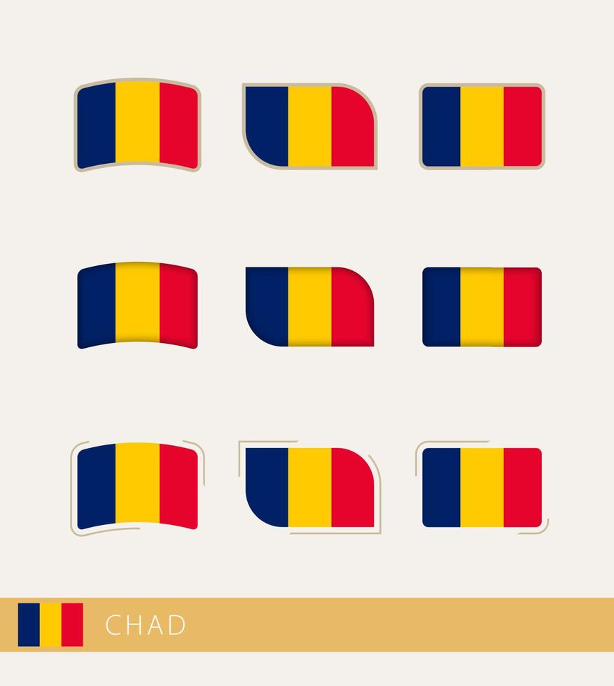 vektor flaggor av Tchad, samling av chad flaggor.