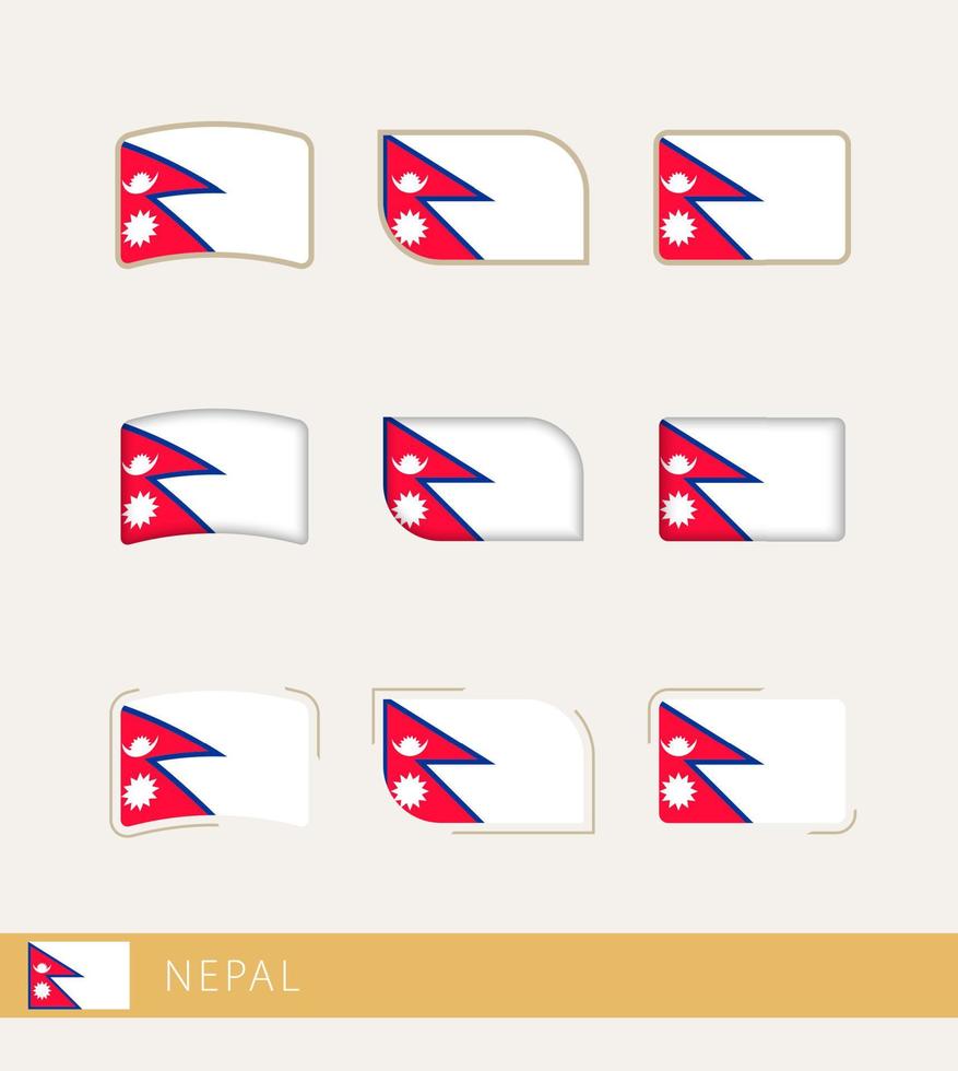 vektor flaggor av nepal, samling av nepal flaggor.