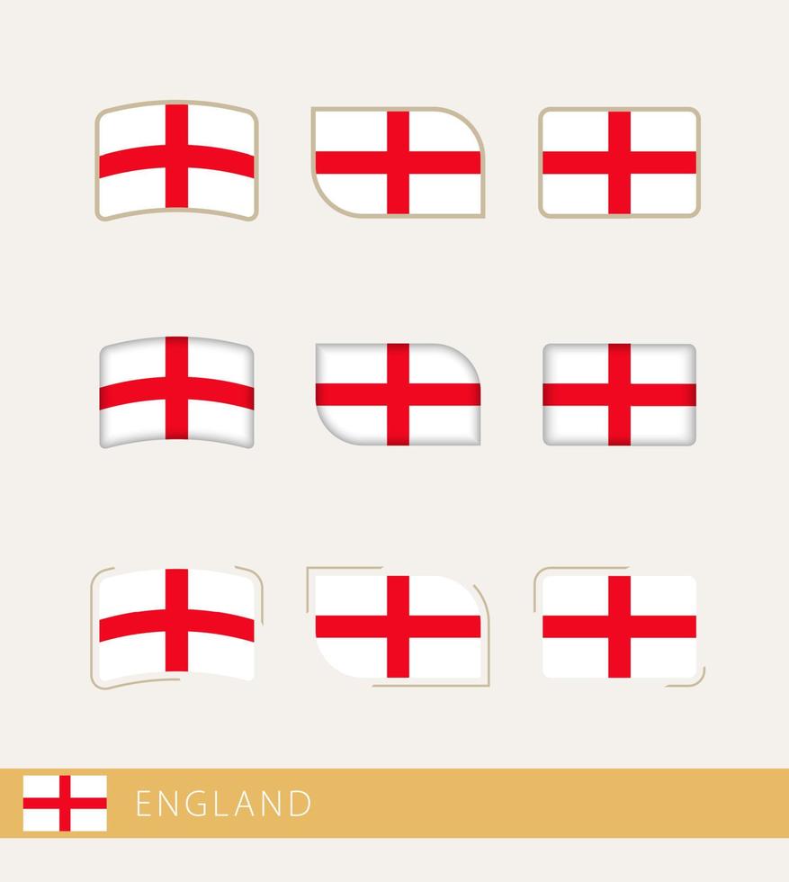 Vektorflaggen von England, Sammlung von England-Flaggen. vektor