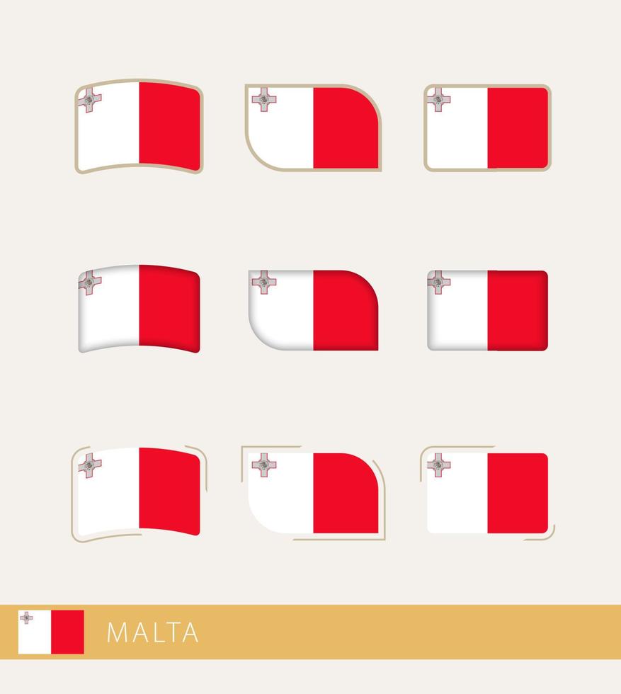 Vektorflaggen von Malta, Sammlung von Malta-Flaggen. vektor