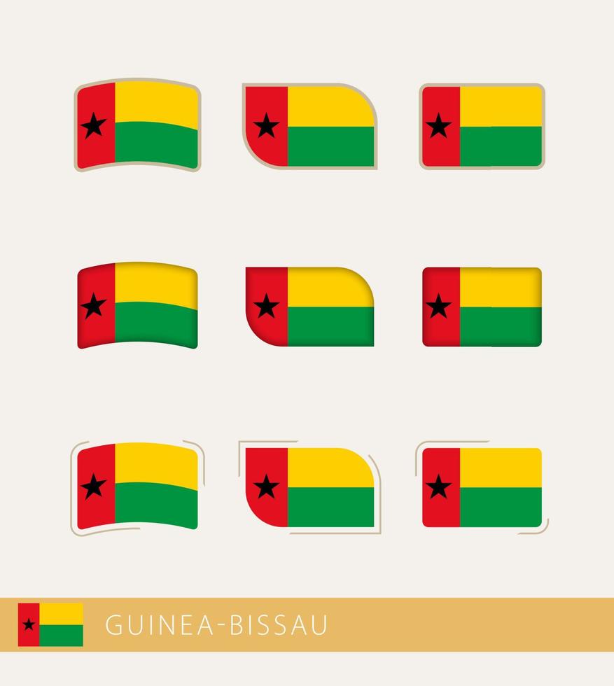 Vektorflaggen von Guinea-Bissau, Sammlung von Guinea-Bissau-Flaggen. vektor