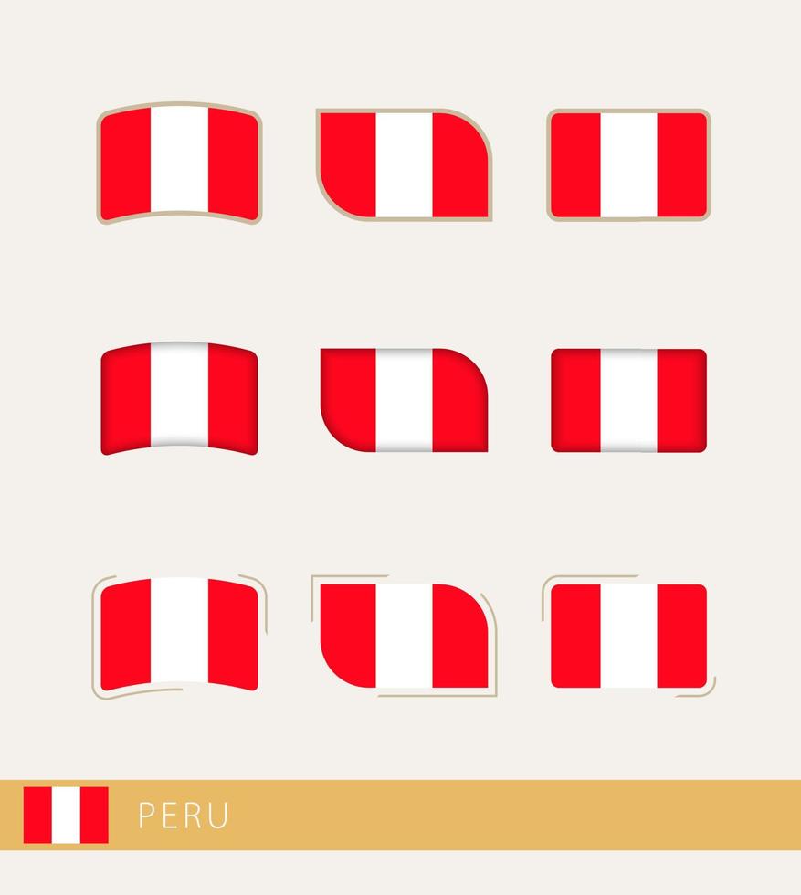 Vektorflaggen von Peru, Sammlung von Peru-Flaggen. vektor