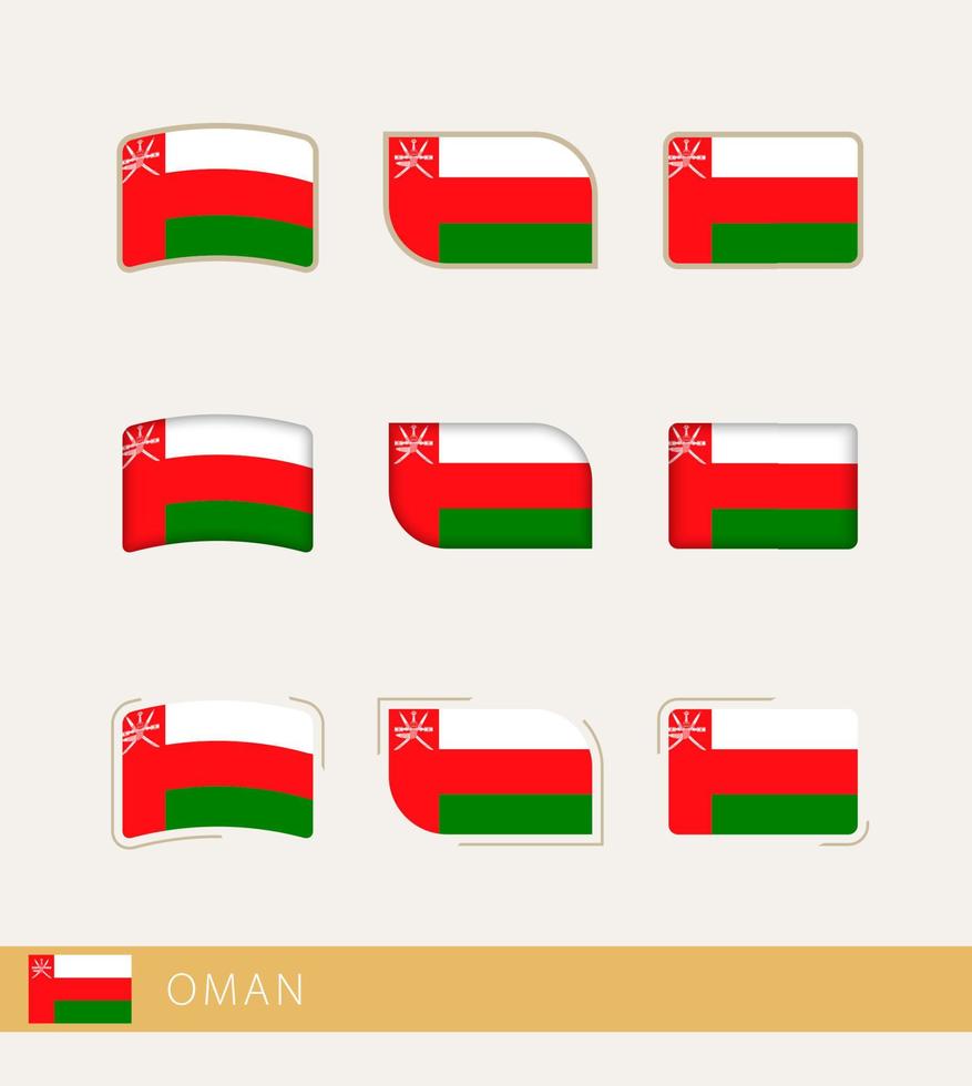 Vektorflaggen von Oman, Sammlung von Oman-Flaggen. vektor