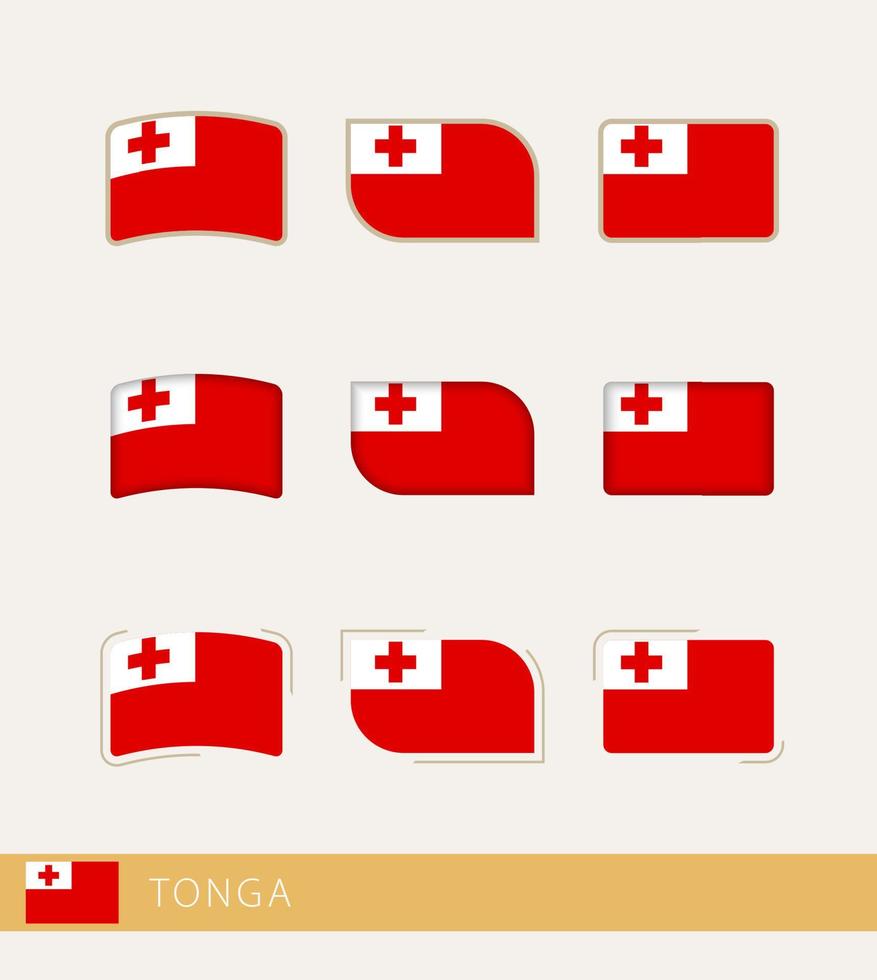 vektor flaggor av tonga, samling av tonga flaggor.