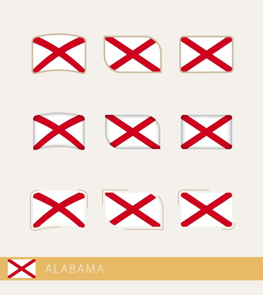 Vektorflaggen von Alabama, Sammlung von Alabama-Flaggen. vektor