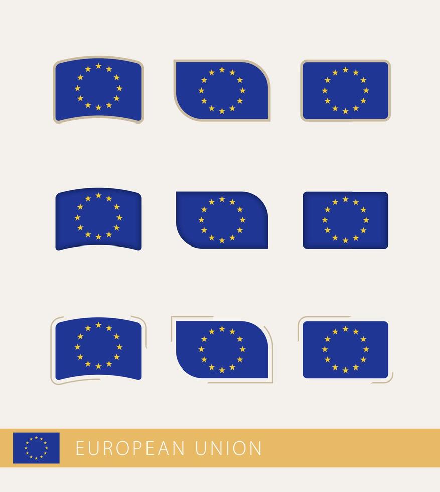 vektor flaggor av europeisk union, samling av europeisk union flaggor.