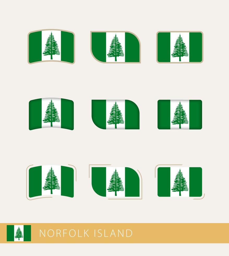 vektor flaggor av norfolk ö, samling av norfolk ö flaggor.