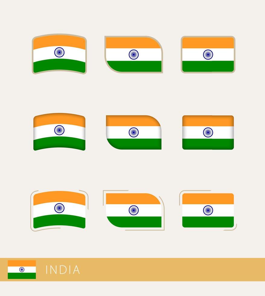 vektor flaggor av Indien, samling av Indien flaggor.