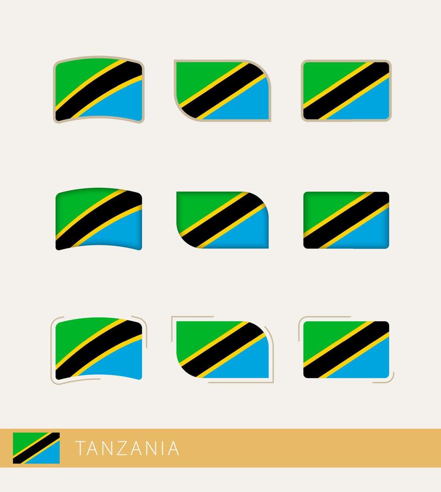 Vektorflaggen von Tansania, Sammlung von Tansania-Flaggen. vektor