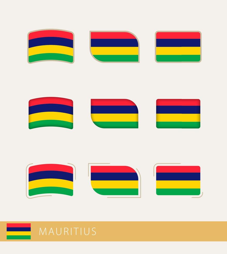 Vektorflaggen von Mauritius, Sammlung von Mauritius-Flaggen. vektor