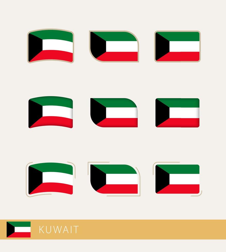 Vektorflaggen von Kuwait, Sammlung von Kuwait-Flaggen. vektor