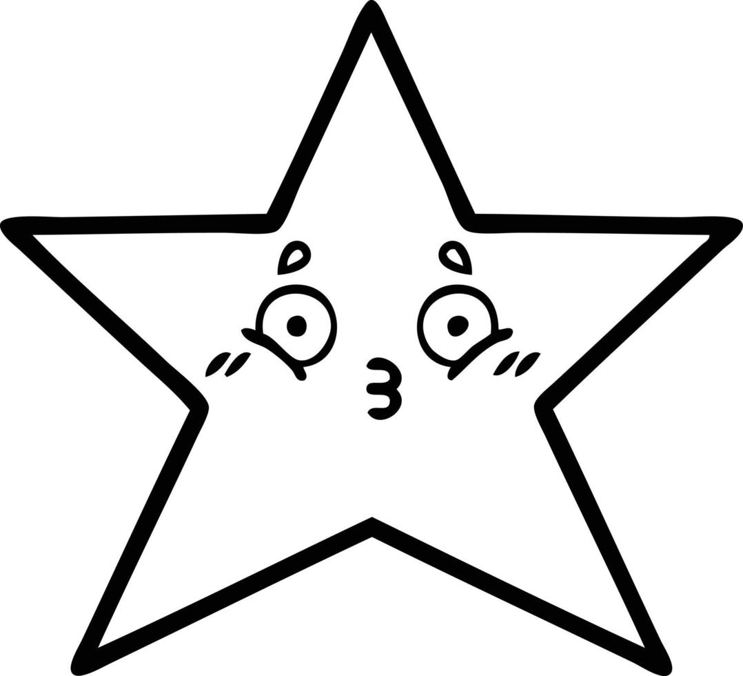 linjeteckning tecknad guldstjärna vektor