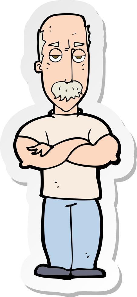 Aufkleber eines Cartoon wütenden Mannes mit Schnurrbart vektor