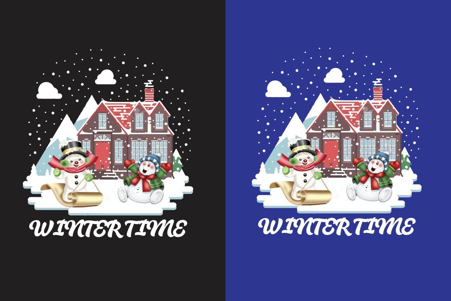 Winter- und Schnee-T-Shirt-Design-Vorlage vektor