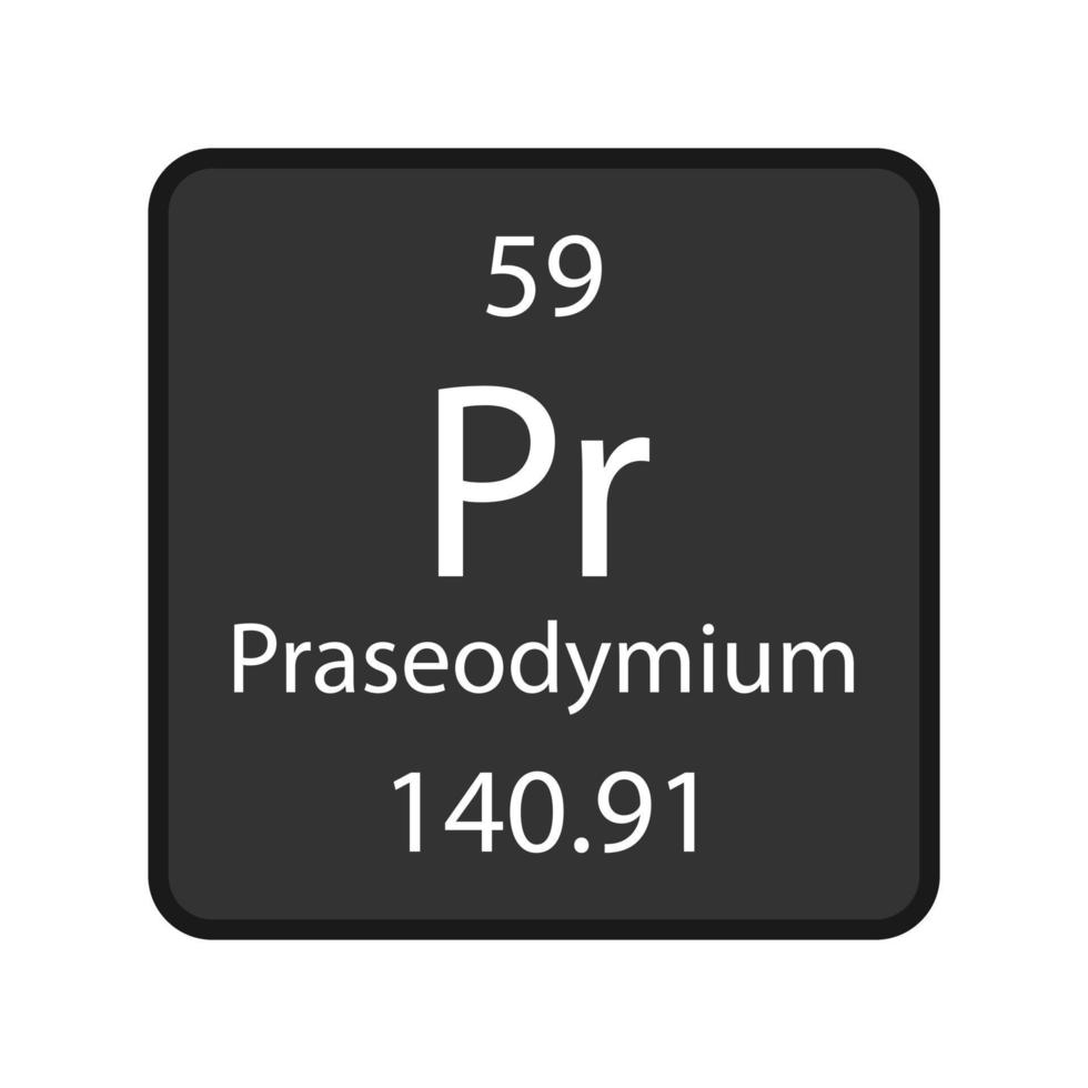 praseodym symbol. kemiskt element i det periodiska systemet. vektor illustration.
