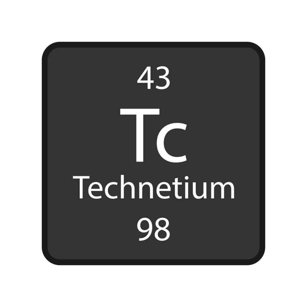 teknetium symbol. kemiskt element i det periodiska systemet. vektor illustration.