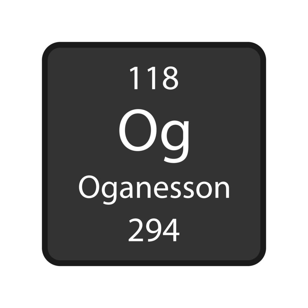 oganesson symbol. kemiskt element i det periodiska systemet. vektor illustration.