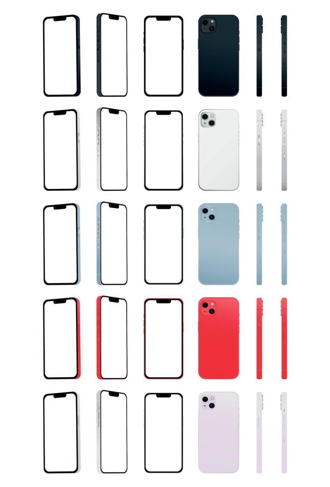 Satz von 30 Stück Neuheit modernes Smartphone 14, Originalfarben, Vorlagen für Werbung - Vektor