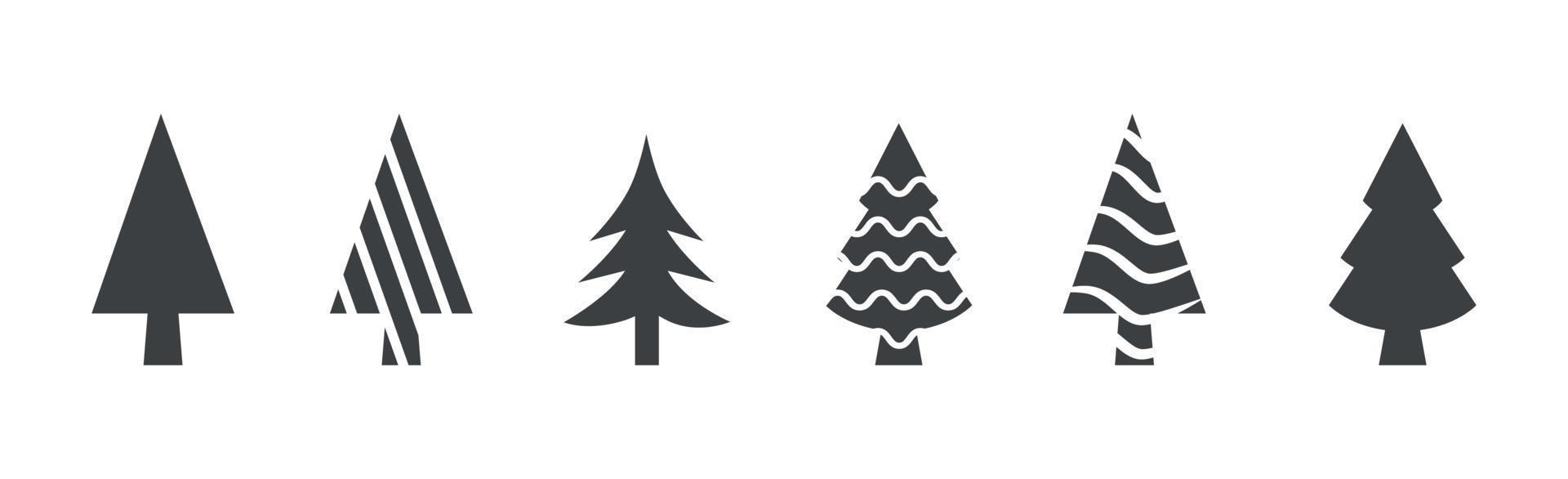 Satz 6-tlg. abstrakte grüne Weihnachtsbäume auf weißem Hintergrund - Vektor