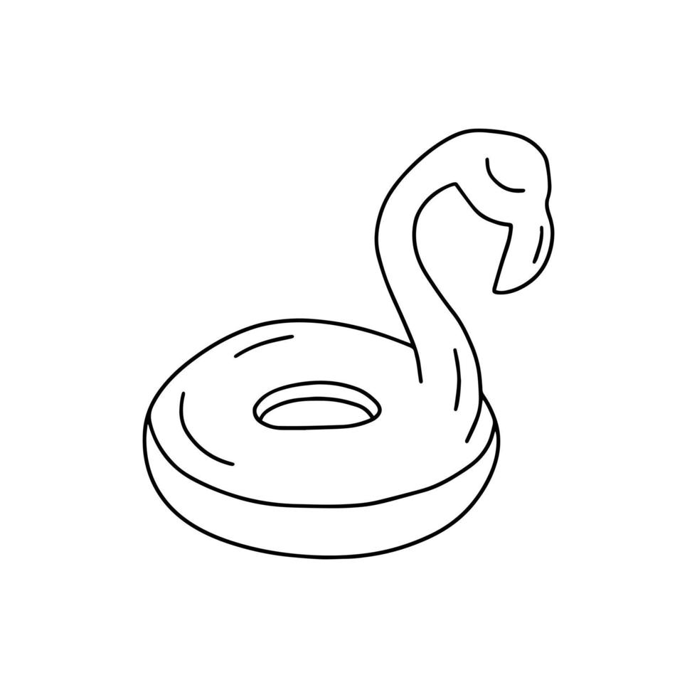 Vektor-Flamingo-Gummiring-Doodle-Illustration. hand gezeichneter schwimmender gummiring clipart vektor