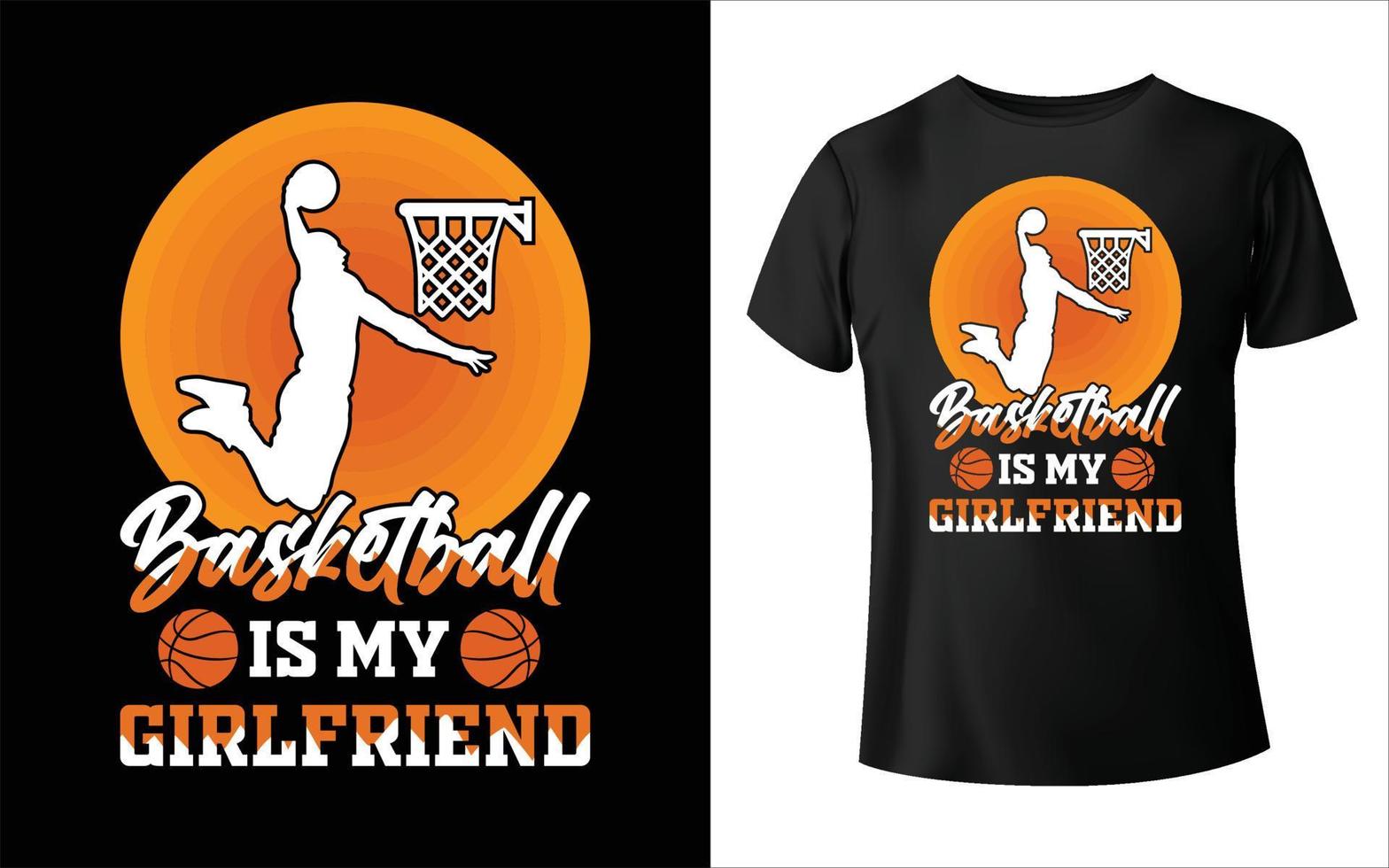 basketboll är min flickvän basketboll spelare t skjorta design - vektor grafisk, typografisk affisch, årgång, märka, bricka, logotyp, ikon eller t-shirt