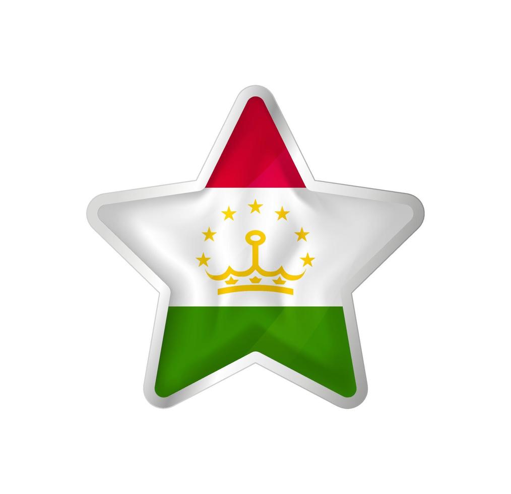 tadzjikistan flagga i stjärna. knapp stjärna och flagga mall. lätt redigering och vektor i grupper. nationell flagga vektor illustration på vit bakgrund.