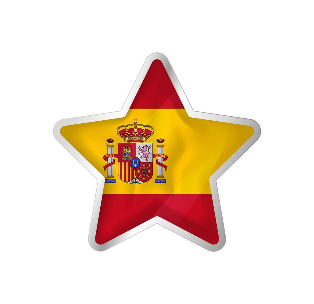 Spanien-Flagge im Stern. Knopfstern und Flaggenvorlage. einfache Bearbeitung und Vektor in Gruppen. Nationalflaggenvektorillustration auf weißem Hintergrund.