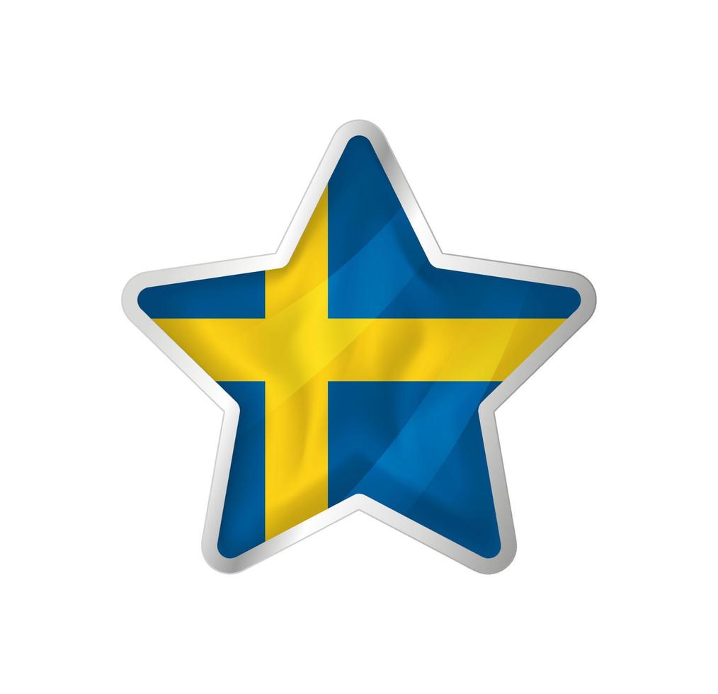 Sverige flagga i stjärna. knapp stjärna och flagga mall. lätt redigering och vektor i grupper. nationell flagga vektor illustration på vit bakgrund.