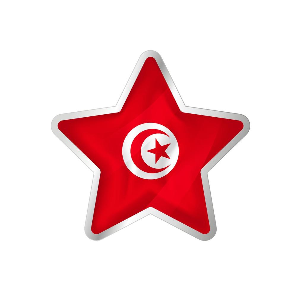 Tunesien-Flagge im Stern. Knopfstern und Flaggenvorlage. einfache Bearbeitung und Vektor in Gruppen. Nationalflaggenvektorillustration auf weißem Hintergrund.