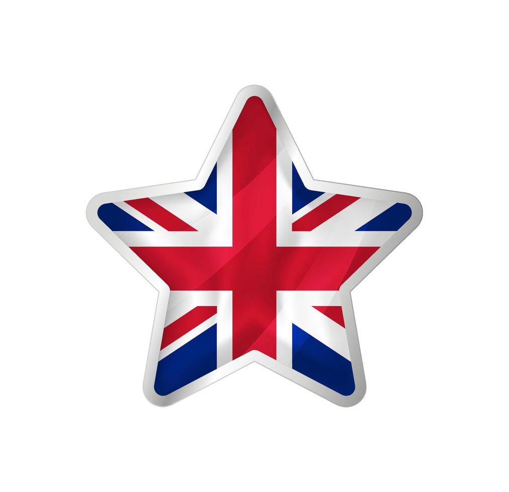 Flagge des Vereinigten Königreichs im Stern. Knopfstern und Flaggenvorlage. einfache Bearbeitung und Vektor in Gruppen. Nationalflaggenvektorillustration auf weißem Hintergrund.